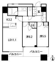 Floor: 2LDK + WIC, the occupied area: 61.12 sq m, Price: 61,980,000 yen, now on sale