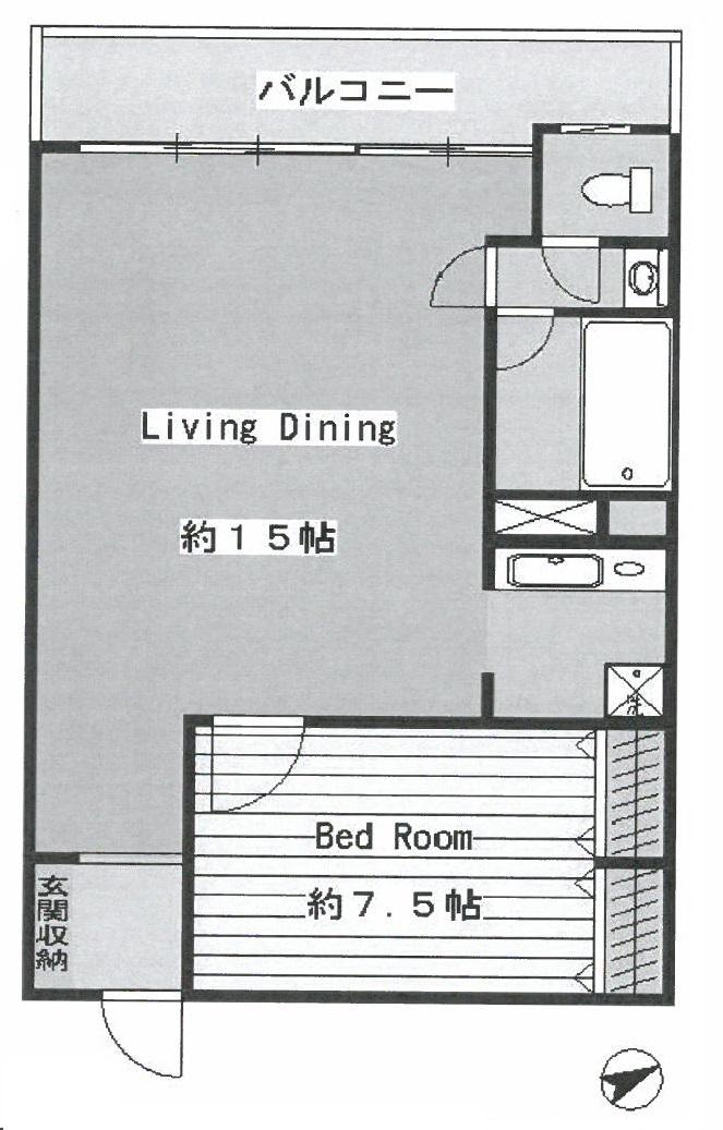 Floor plan. 1LDK, Price 17.8 million yen, Occupied area 49.95 sq m , Balcony area 5 sq m