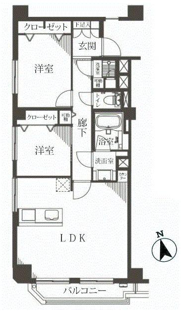 Floor plan. 2LDK, Price 39,800,000 yen, Occupied area 60.23 sq m , Balcony area 4.71 sq m