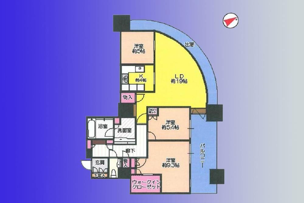 Floor plan. 3LDK, Price 96,800,000 yen, Occupied area 97.46 sq m , Balcony area 8.76 sq m each room is facing the opening, It becomes a living space with a feeling of opening.