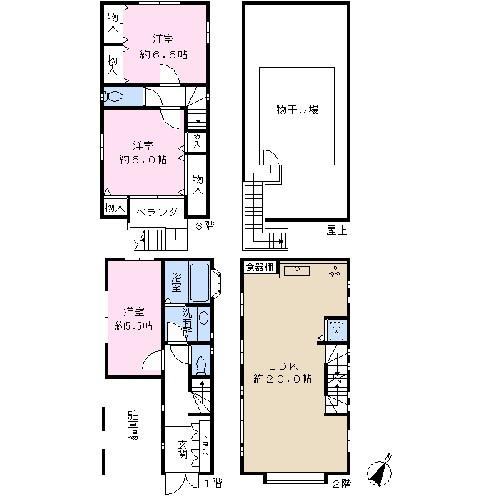 Floor plan. 63,500,000 yen, 3LDK, Land area 56.3 sq m , Building area 91.03 sq m living 20 Pledge