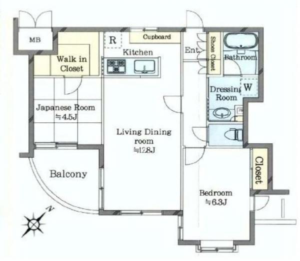 Floor plan. 2LDK, Price 44,980,000 yen, Footprint 55.2 sq m