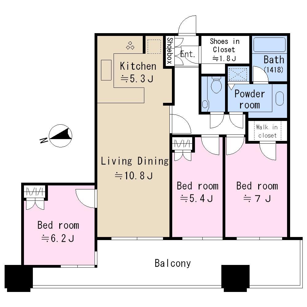 Floor plan. 3LDK, Price 78 million yen, Occupied area 79.57 sq m , Balcony area 18.94 sq m