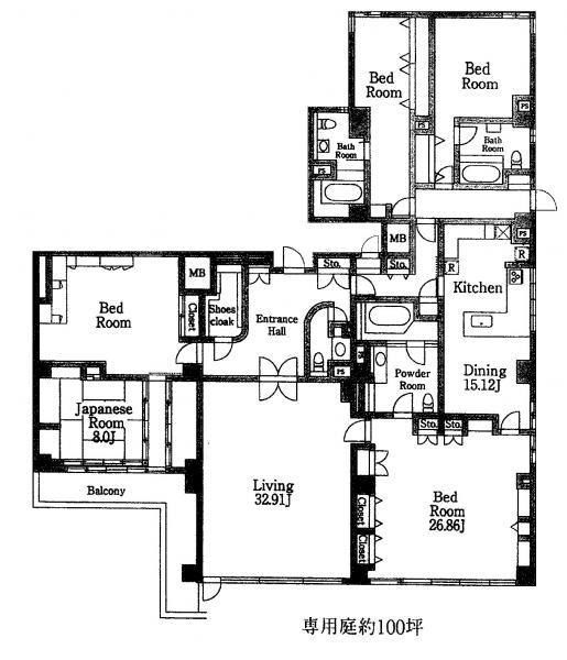 Floor plan. 5LDK, Price 220 million yen, The area occupied 332.4 sq m