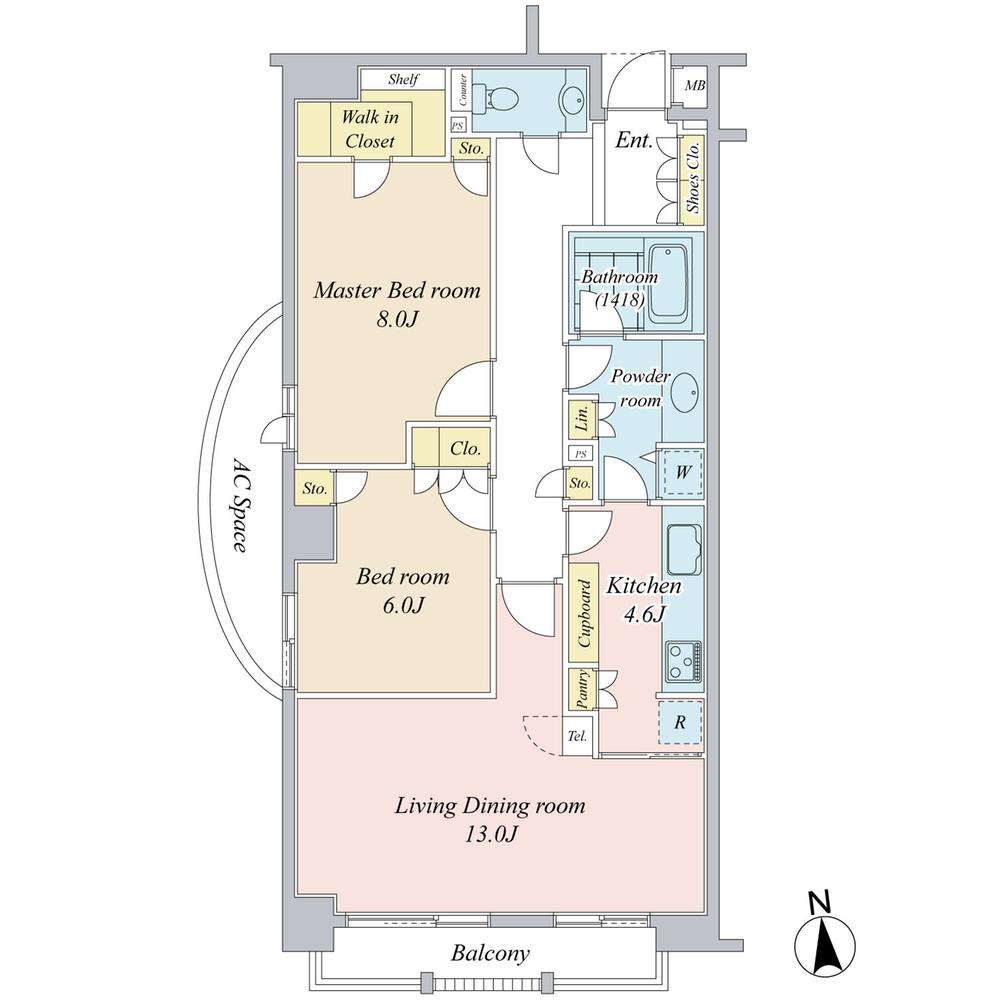 Floor plan. 2LDK, Price 72,500,000 yen, Occupied area 78.96 sq m , Balcony area 4.68 sq m