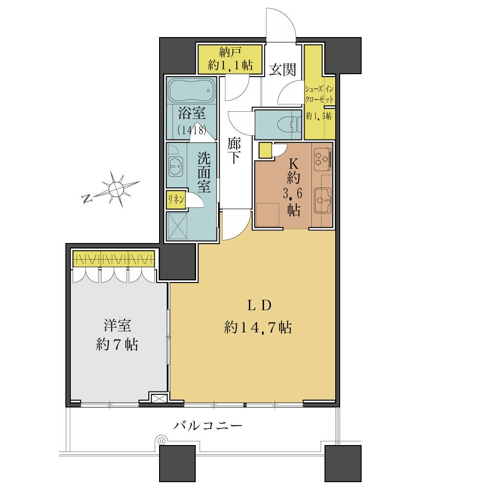 Floor plan. 1LDK + S (storeroom), Price 55,800,000 yen, Footprint 65.8 sq m , Balcony area 11.89 sq m