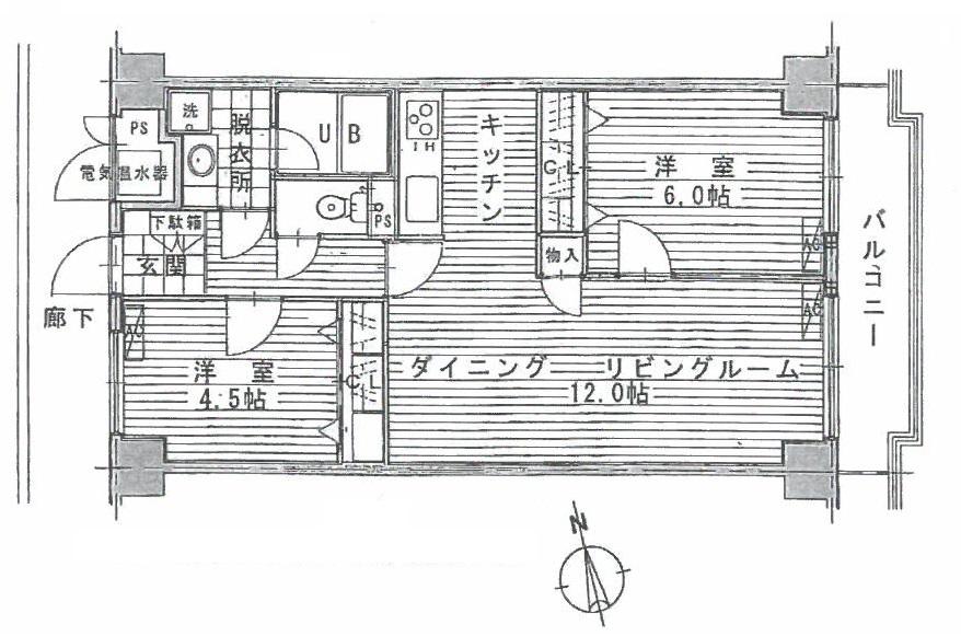 Floor plan. 2LDK, Price 34,800,000 yen, Occupied area 58.24 sq m , Balcony area 5.23 sq m