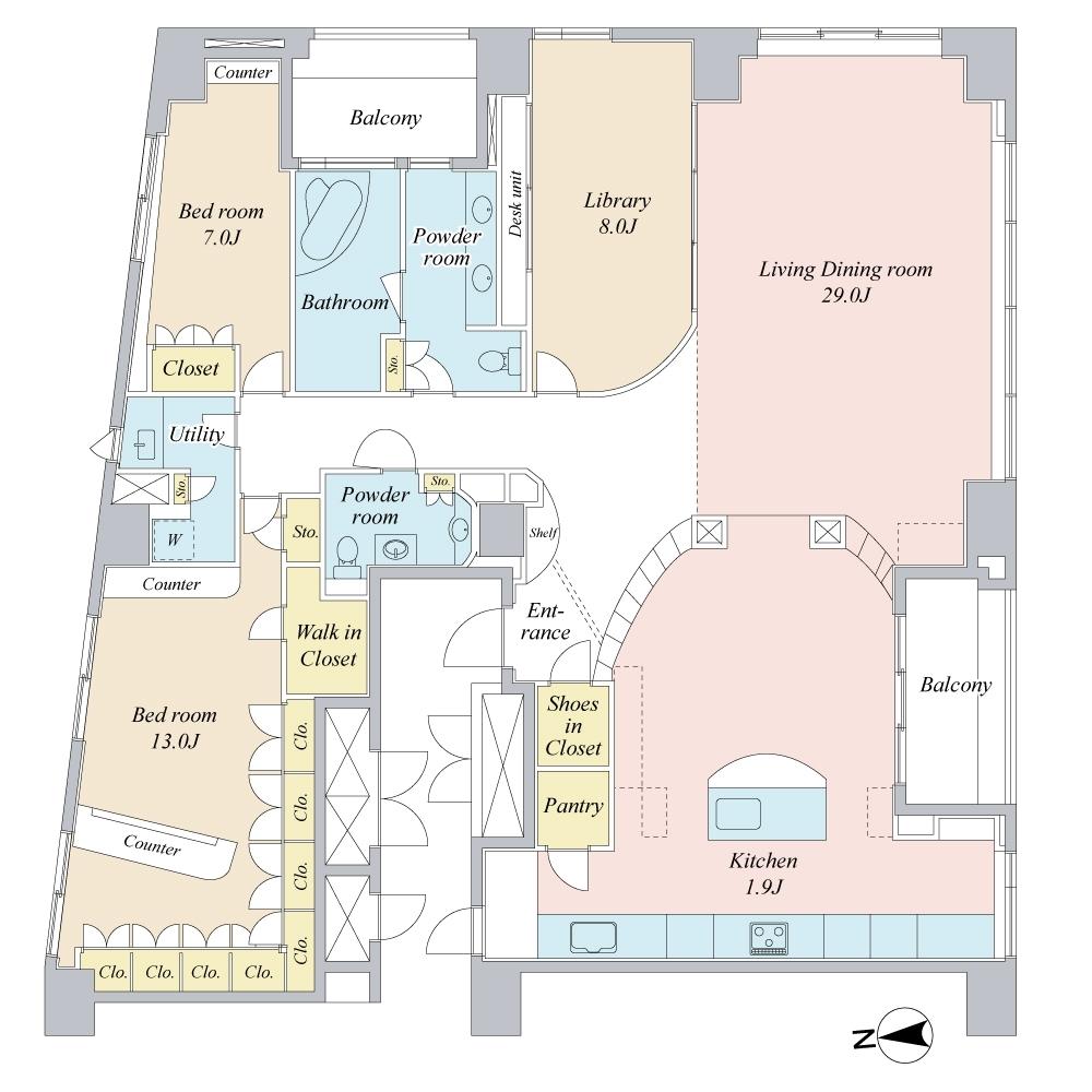 Floor plan. 2LDK + S (storeroom), Price 315 million yen, Footprint 197.67 sq m , Balcony area 11.93 sq m