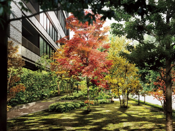 Garden Rendering CG of the four seasons  ※ Listings CG is, Slightly different from the actual to our property on-site ones that caused draw based on the partition of the planning stage, Future design ・ It is subject to change under the guidance of the construction and administrative authorities. Also, Planting being represented is drawn assuming those conditions that has undergone sufficient growth period.