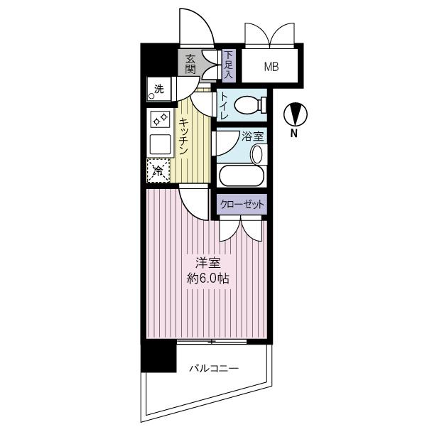 Floor plan. 1K, Price 18.9 million yen, Occupied area 20.07 sq m , Balcony area 4.32 sq m