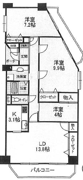 Floor plan. 3LDK, Price 26.5 million yen, Occupied area 85.85 sq m , Balcony area 11.17 sq m floor plan