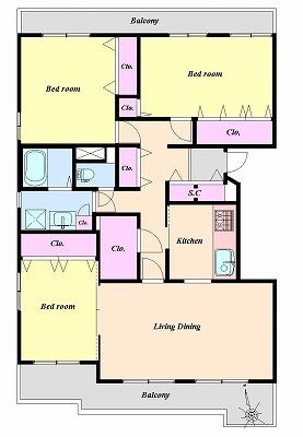Floor plan. 3LDK + S (storeroom), Price 32,800,000 yen, Occupied area 94.95 sq m , Balcony area 20.24 sq m
