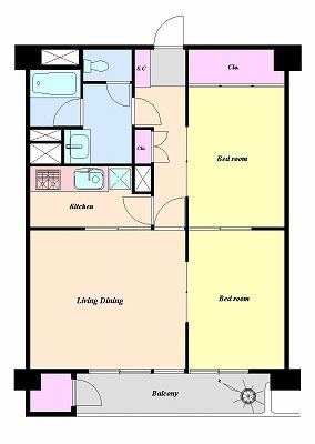 Floor plan. 2LDK, Price 24,800,000 yen, Occupied area 66.37 sq m , Balcony area 8.26 sq m