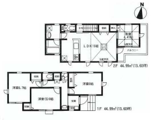 Floor plan. (B Building), Price 52,800,000 yen, 4LDK, Land area 112.52 sq m , Building area 89.98 sq m