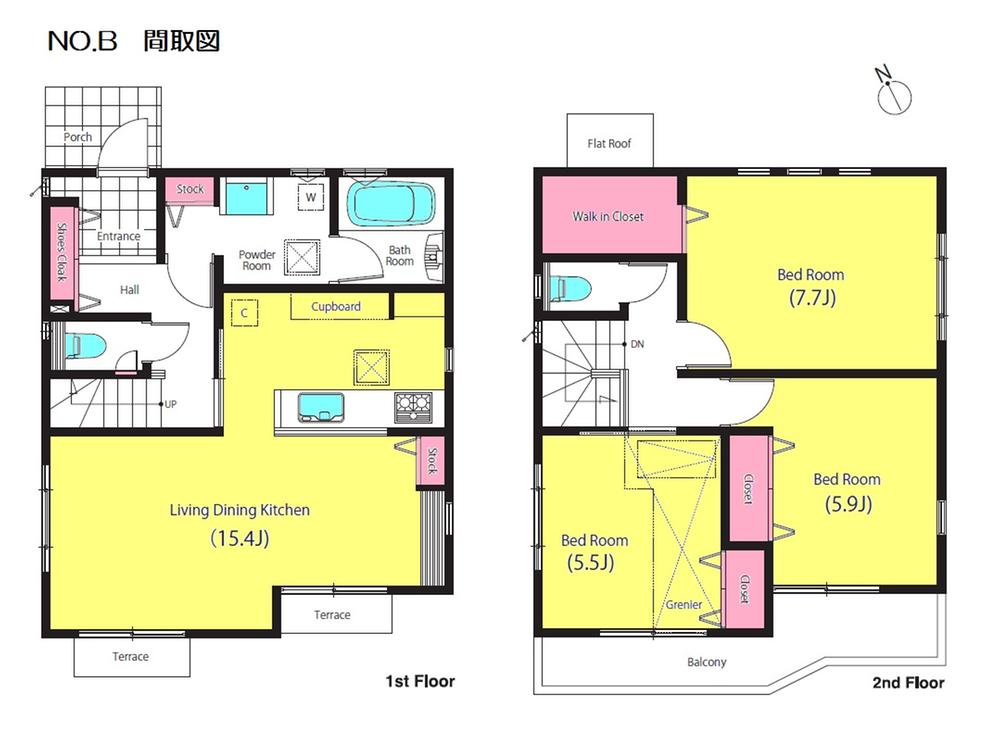 Floor plan. (No B), Price 48,800,000 yen, 3LDK, Land area 110 sq m , Building area 87.9 sq m