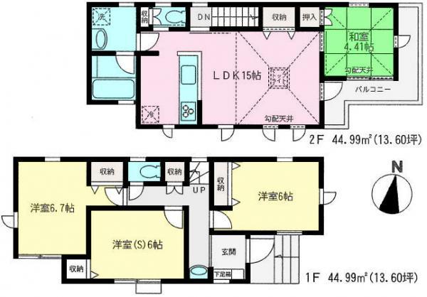Floor plan. 52,800,000 yen, 3LDK+S, Land area 112.52 sq m , Building area 89.98 sq m