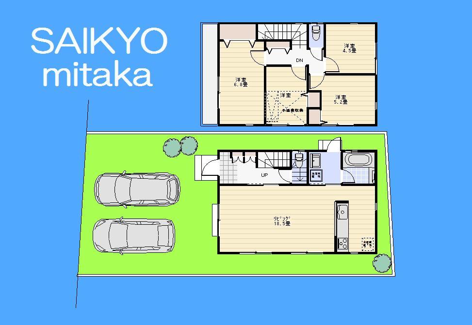 Floor plan. (Building 2), Price 44,800,000 yen, 3LDK, Land area 115.99 sq m , Building area 91.9 sq m