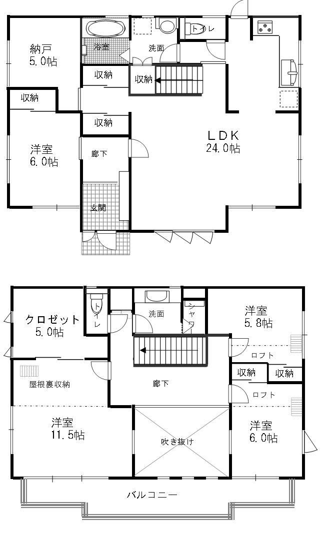Floor plan. 64,800,000 yen, 5LDK + S (storeroom), Land area 213.83 sq m , Building area 154.02 sq m
