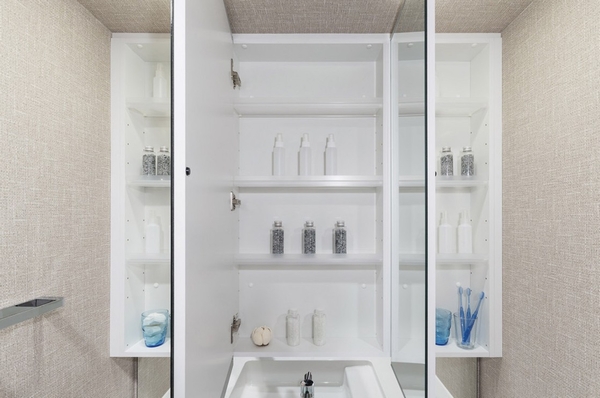 Vanity with a rich storage of cosmetics such can also organize clean