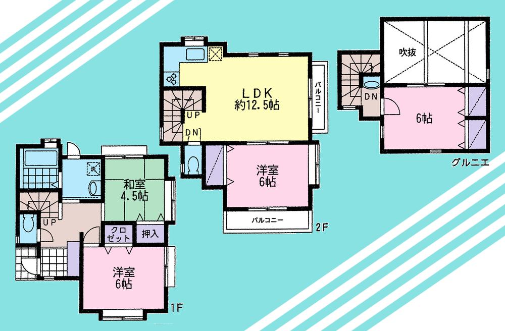 Floor plan. 45,600,000 yen, 3LDK, Land area 89.29 sq m , Building area 70.36 sq m