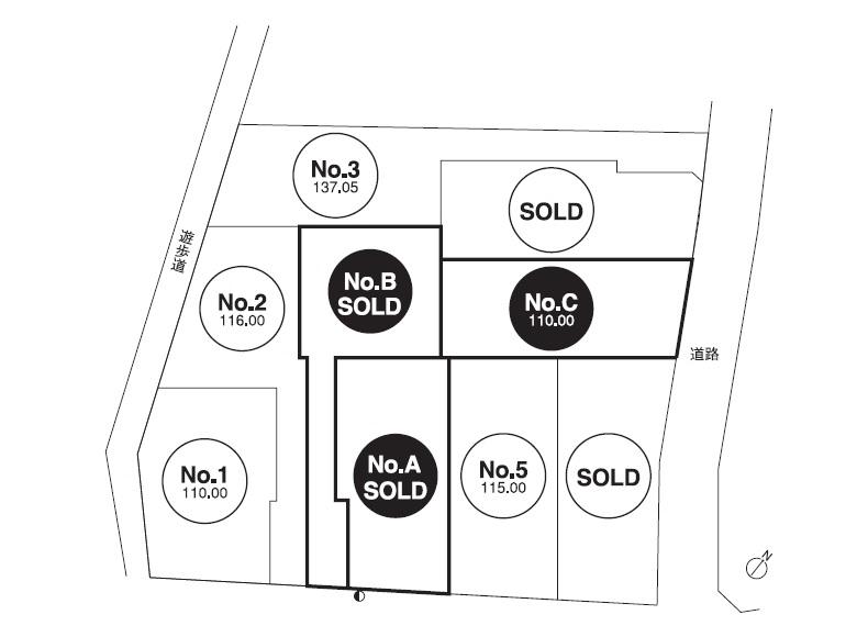 The entire compartment Figure. It is the sale of all 9 compartment with a sense of openness in the promenade and south road. 