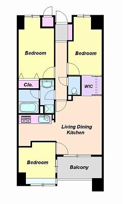 Floor plan. 3LDK, Price 39,800,000 yen, Occupied area 58.04 sq m , Balcony area 4.89 sq m