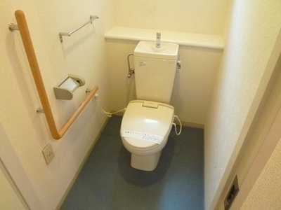 Toilet. It is widely and a clean toilet