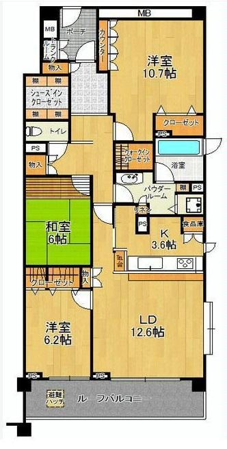 Floor plan. 3LDK, Price 49,800,000 yen, Occupied area 96.86 sq m