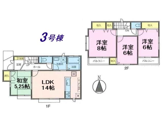 Floor plan. 44,200,000 yen, 4LDK, Land area 123.5 sq m , Building area 93.07 sq m 3 Building Floor plan