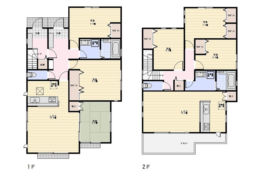 Building plan example (floor plan). Building plan example (2 households)