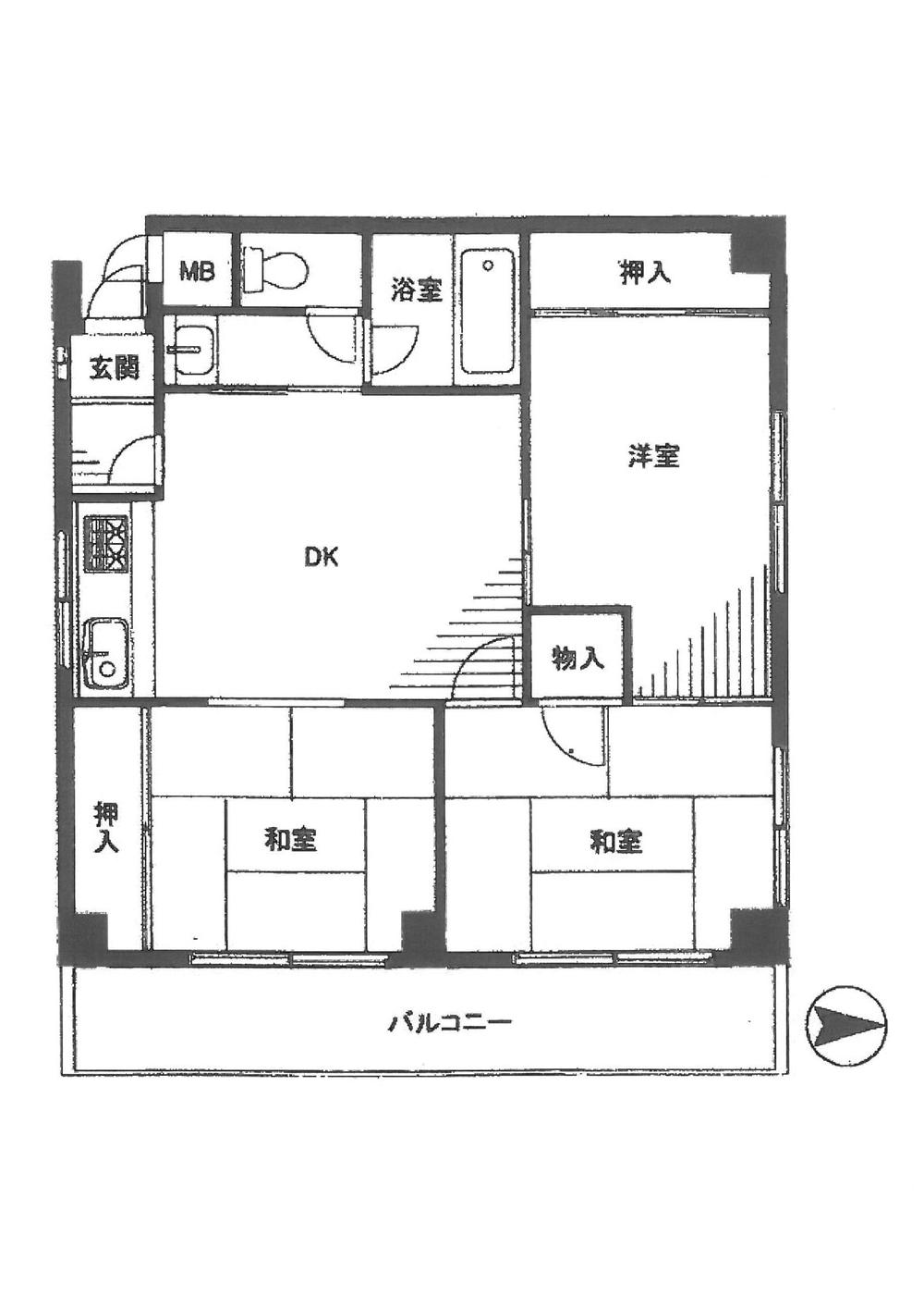 Floor plan. 3DK, Price 16.3 million yen, Footprint 58.8 sq m , Balcony area 8 sq m