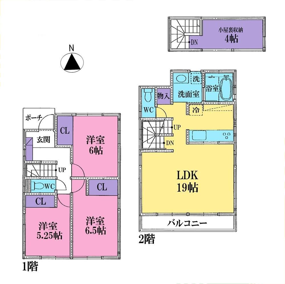 Floor plan. (B Building), Price 55,800,000 yen, 3LDK, Land area 108.09 sq m , Building area 85.92 sq m