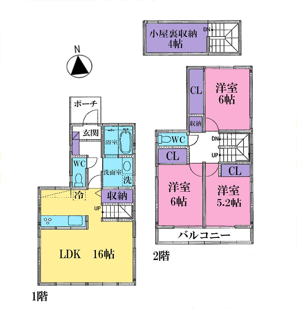Floor plan. (C Building), Price 55,800,000 yen, 3LDK, Land area 108.09 sq m , Building area 85.92 sq m