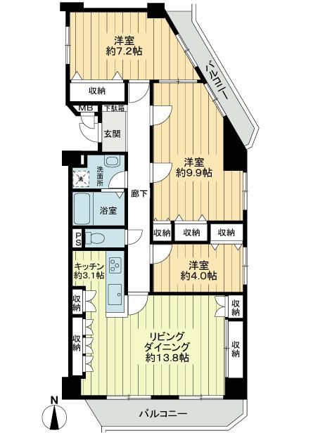 Floor plan. 3LDK, Price 26.5 million yen, Occupied area 85.85 sq m , Balcony area 11.17 sq m
