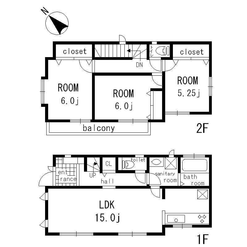 Floor plan. 54,800,000 yen, 3LDK, Land area 106.8 sq m , Sunny floor plan of the building area 83.21 sq m Zenshitsuminami direction