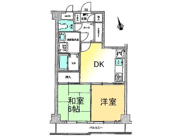 Floor plan. 2DK, Price 18,800,000 yen, Occupied area 40.64 sq m , Balcony area 4.88 sq m