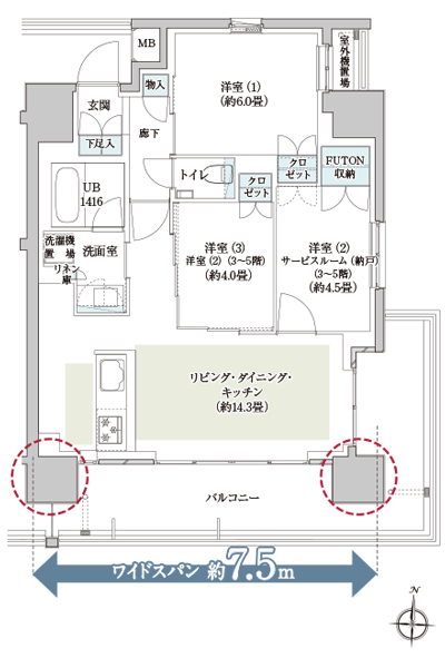 Floor: 3LDK (6F ~ 12F) / 2LDK+S(3F ~ 5F), the occupied area: 64.43 sq m, Price: TBD