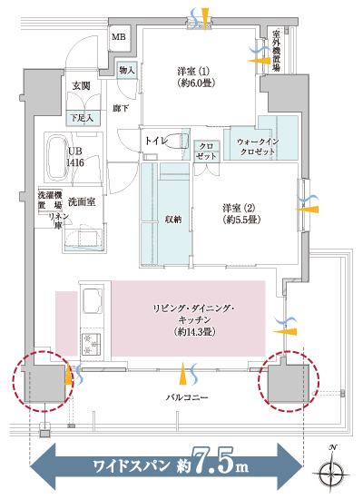 Floor: 2LDK, occupied area: 64.43 sq m, Price: TBD