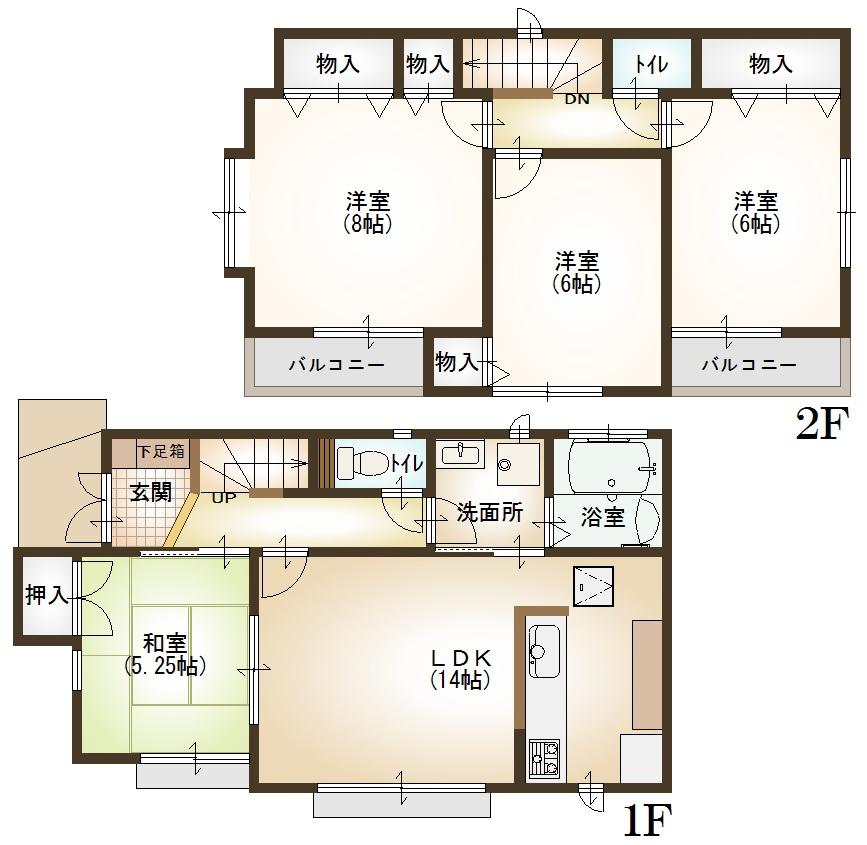 Floor plan. 44,200,000 yen, 4LDK, Land area 123.5 sq m , Building area 93.07 sq m
