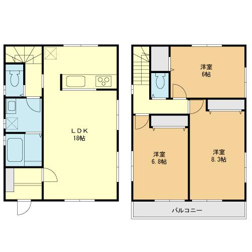 Building plan example (floor plan). Building plan example (No. 3 locations) 3LDK, Land price 45,200,000 yen, Land area 110 sq m , Building price 12.6 million yen, Building area 87.48 sq m