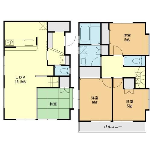 Building plan example (floor plan). Building plan example (No. 5 locations) 4LDK, Land price 48,200,000 yen, Land area 110 sq m , Building price 12.6 million yen, Building area 86.67 sq m