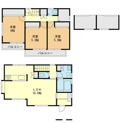 Building plan example (floor plan). Building plan example (No. 6 locations) 3LDK, Land price 38,200,000 yen, Land area 105 sq m , Building price 12.6 million yen, Building area 82.62 sq m