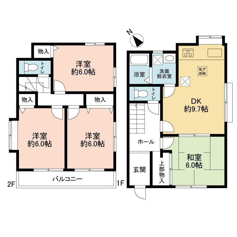 Floor plan. 44,900,000 yen, 4DK, Land area 100.59 sq m , Building area 78.16 sq m