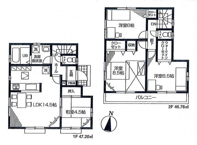 Floor plan. 51,800,000 yen, 4LDK, Land area 118.18 sq m , Building area 94.19 sq m 1 Building
