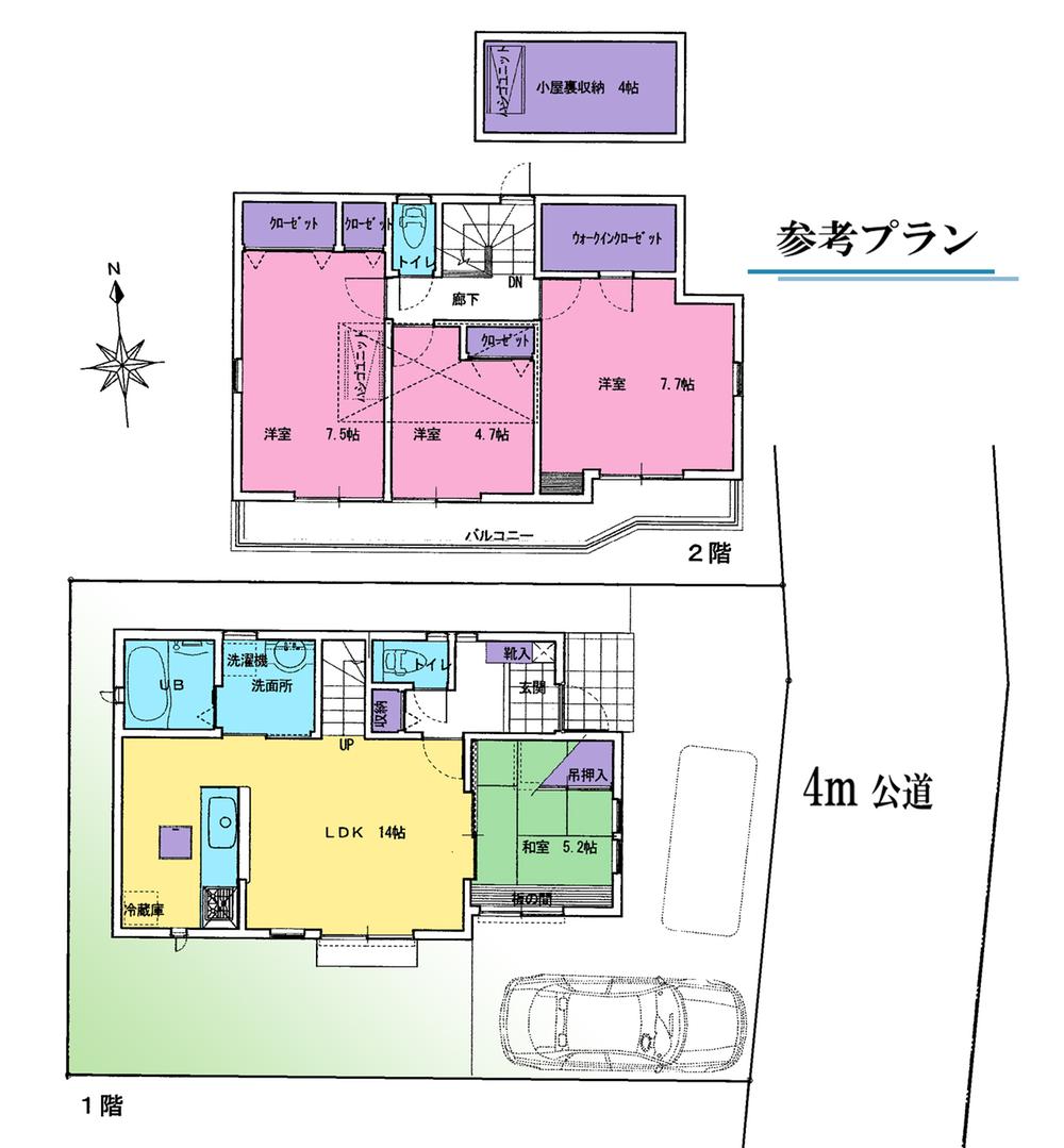Compartment view + building plan example. Building plan example, Land price 32 million yen, Land area 116 sq m , Building price 16.8 million yen, Building area 92.78 sq m building plan example: Building price 16.8 million yen, Building area 92.78 sq m
