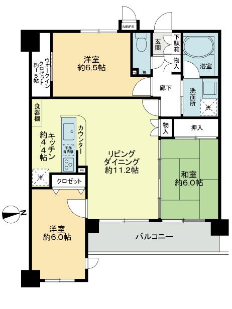 Floor plan. 3LDK, Price 36,800,000 yen, Occupied area 73.08 sq m , Balcony area 8.12 sq m floor plan
