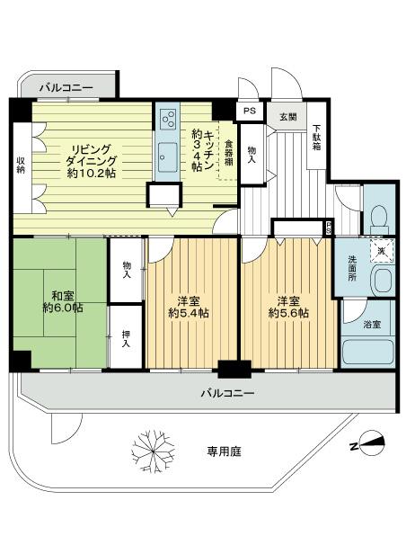 Floor plan. 3LDK, Price 33,800,000 yen, Occupied area 70.04 sq m , Balcony area 10.73 sq m