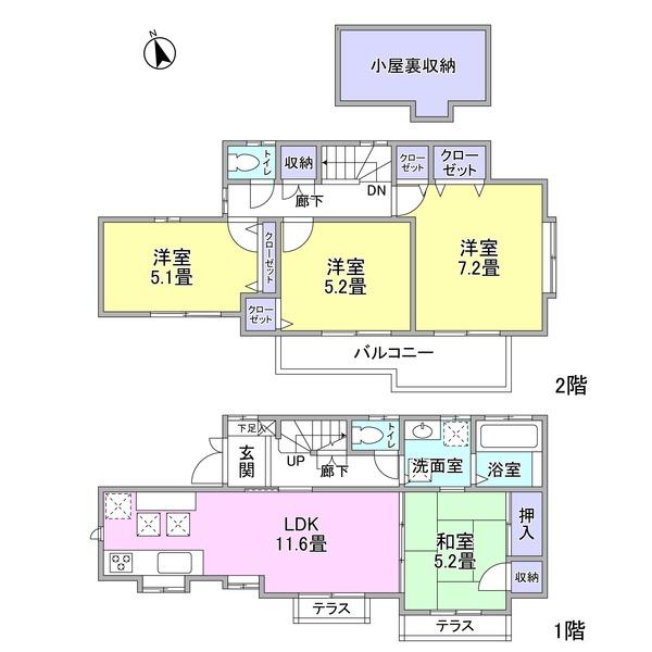 Floor plan. 40,700,000 yen, 4LDK, Land area 107.1 sq m , Building area 85.61 sq m Floor: 4LDK type