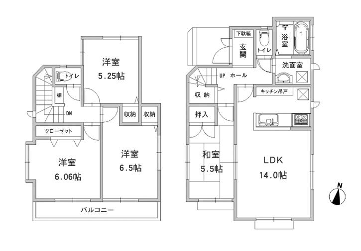 Floor plan. (1 Building), Price 58,300,000 yen, 4LDK, Land area 110.57 sq m , Building area 88.39 sq m