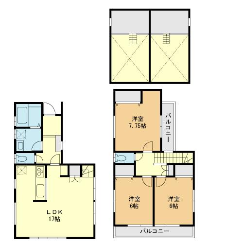 Floor plan. 54,800,000 yen, 3LDK, Land area 108.5 sq m , Building area 85.45 sq m